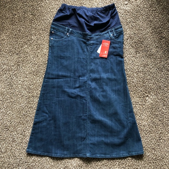 Style J Dresses & Skirts - Style J Long Jean Denim Maternity Skirt NWT
